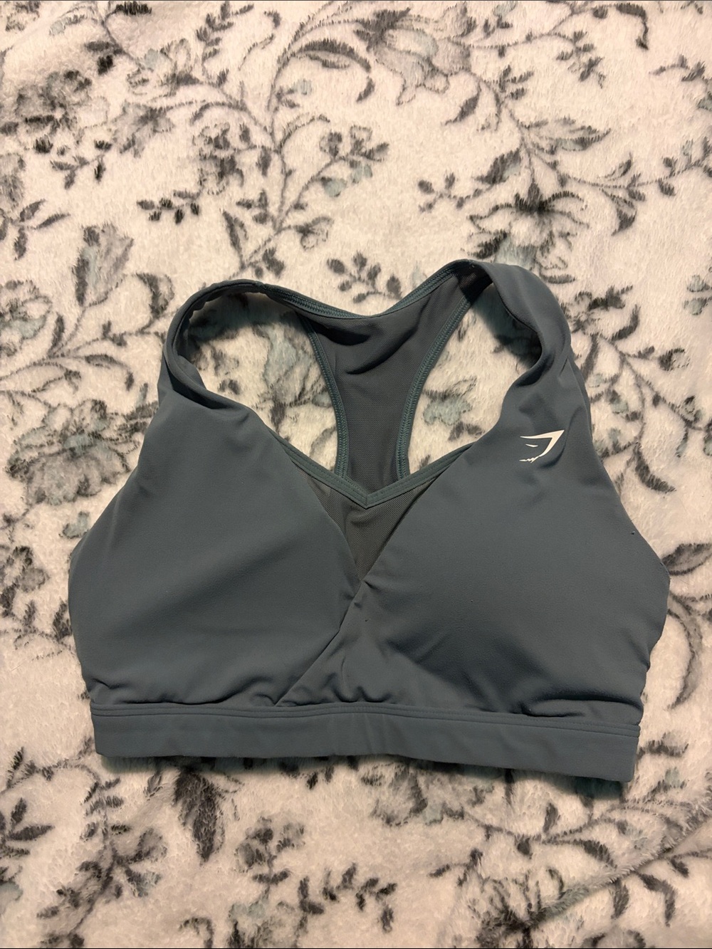 Gymshark Charcoal Gray/Green Racerback Sports Bra